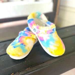 Crocs Womens Size 9 Classic Fur Sure Slip On Clogs Shoes Multicolor Pastel